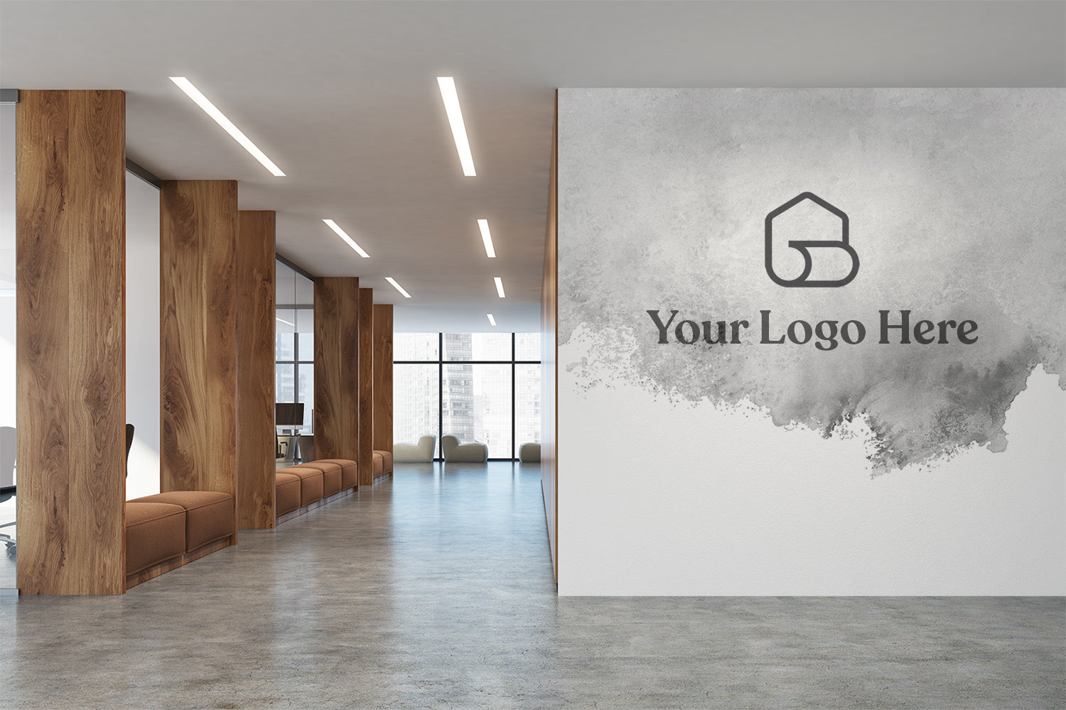 Commercial office customised wallpaper mural with logo