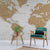 Gold and White World Map Wallpaper Mural