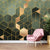 Green And Gold Hexagon Geometric Wallpaper Mural