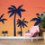 Orange Silhouette Palm Trees Art Wallpaper Mural