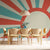 Blue and Red Retro Sunlight Wallpaper Mural