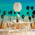 Colourful California Sunset Palm Trees Wallpaper Mural