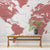 Red and White World Map Wallpaper Mural