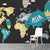 Simple Charcoal Kids World Map Wallpaper Mural