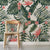 Green and Coral Tropical Leaf Wallpaper Mural