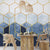 Blue and Gold Textured Geometric Wallpaper Mural